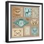 Vector Set: Vintage Post Stamps with Calligraphic Hand Drawn Butterflies - for Design and Scrapbook-woodhouse-Framed Art Print