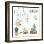 Vector Set with Succulents, Flowers and Glass Terrariums-Alisa Foytik-Framed Art Print