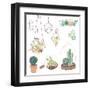 Vector Set with Succulents, Flowers and Glass Terrariums-Alisa Foytik-Framed Art Print