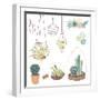 Vector Set with Succulents, Flowers and Glass Terrariums-Alisa Foytik-Framed Art Print