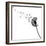 Vector Silhouette Graphic Illustration Depicting Dandelion Seed Dispersal-Robert F Balazik-Framed Art Print