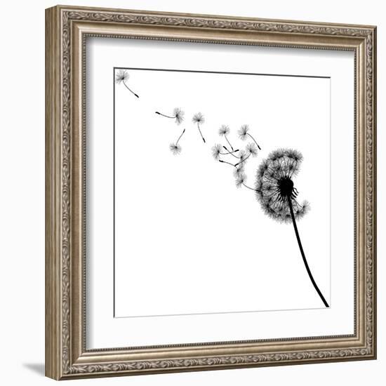 Vector Silhouette Graphic Illustration Depicting Dandelion Seed Dispersal-Robert F Balazik-Framed Art Print