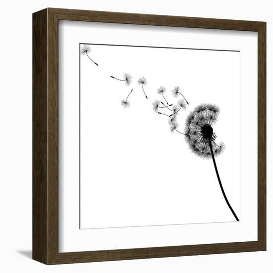 Vector Silhouette Graphic Illustration Depicting Dandelion Seed Dispersal-Robert F Balazik-Framed Art Print