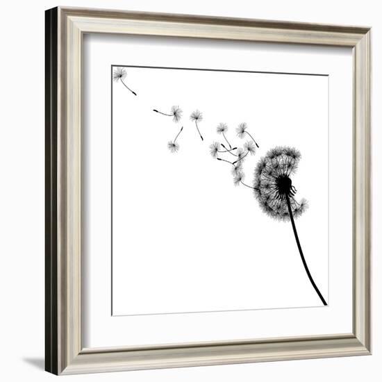 Vector Silhouette Graphic Illustration Depicting Dandelion Seed Dispersal-Robert F Balazik-Framed Art Print