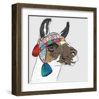 Vector Sketch of Alpaca-kavalenkava volha-Framed Art Print