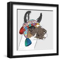 Vector Sketch of Alpaca-kavalenkava volha-Framed Art Print