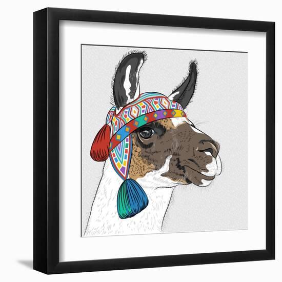 Vector Sketch of Alpaca-kavalenkava volha-Framed Art Print