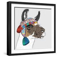 Vector Sketch of Alpaca-kavalenkava volha-Framed Art Print