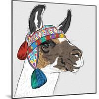 Vector Sketch of Alpaca-kavalenkava volha-Mounted Art Print