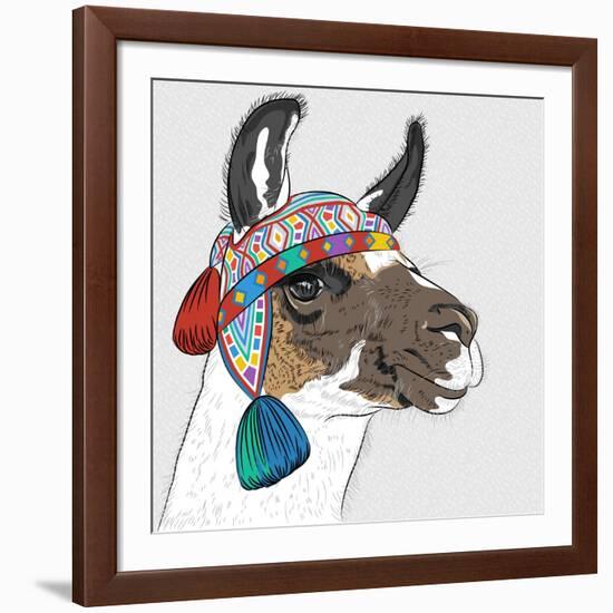 Vector Sketch of Alpaca-kavalenkava volha-Framed Art Print