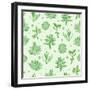 Vector Succulent Garden Seamless Pattern Background-Oksancia-Framed Art Print