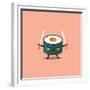 Vector Sushi Cartoon Character Illustration-Apple Art-Framed Premium Giclee Print