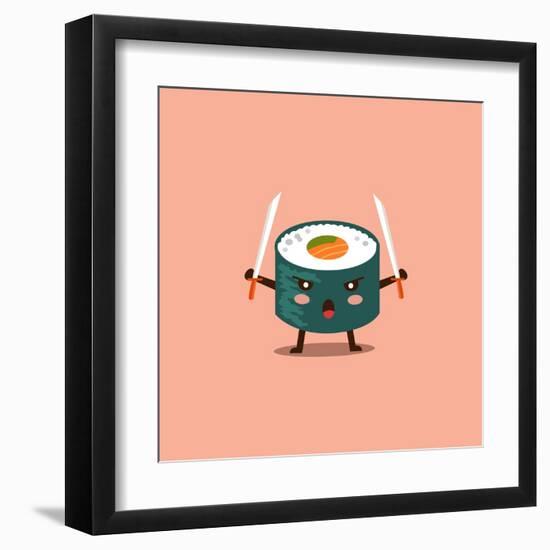 Vector Sushi Cartoon Character Illustration-Apple Art-Framed Art Print