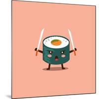 Vector Sushi Cartoon Character Illustration-Apple Art-Mounted Art Print