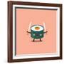 Vector Sushi Cartoon Character Illustration-Apple Art-Framed Art Print