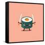 Vector Sushi Cartoon Character Illustration-Apple Art-Framed Stretched Canvas