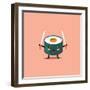 Vector Sushi Cartoon Character Illustration-Apple Art-Framed Art Print