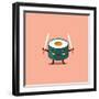 Vector Sushi Cartoon Character Illustration-Apple Art-Framed Art Print