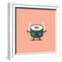 Vector Sushi Cartoon Character Illustration-Apple Art-Framed Art Print