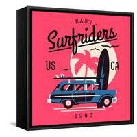 Vector T-Shirt Printable or Wall Art Graphics Design on California Easy Surf Riders with Typography-Mascha Tace-Framed Stretched Canvas