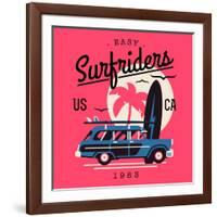 Vector T-Shirt Printable or Wall Art Graphics Design on California Easy Surf Riders with Typography-Mascha Tace-Framed Art Print