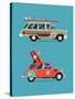 Vector Trendy Flat Design Recreational Vehicle Icons on Surf Travel with Old Classic Vintage Europe-Mascha Tace-Stretched Canvas