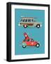 Vector Trendy Flat Design Recreational Vehicle Icons on Surf Travel with Old Classic Vintage Europe-Mascha Tace-Framed Art Print