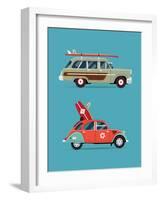 Vector Trendy Flat Design Recreational Vehicle Icons on Surf Travel with Old Classic Vintage Europe-Mascha Tace-Framed Art Print