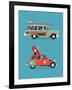 Vector Trendy Flat Design Recreational Vehicle Icons on Surf Travel with Old Classic Vintage Europe-Mascha Tace-Framed Art Print