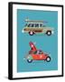 Vector Trendy Flat Design Recreational Vehicle Icons on Surf Travel with Old Classic Vintage Europe-Mascha Tace-Framed Art Print