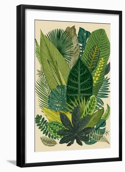 Vector Vintage Composition. Exotic Leaves. Botanical Classic Illustration.-Olga Korneeva-Framed Art Print