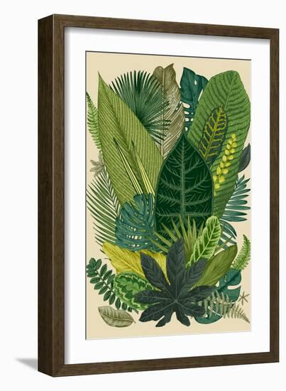 Vector Vintage Composition. Exotic Leaves. Botanical Classic Illustration.-Olga Korneeva-Framed Art Print