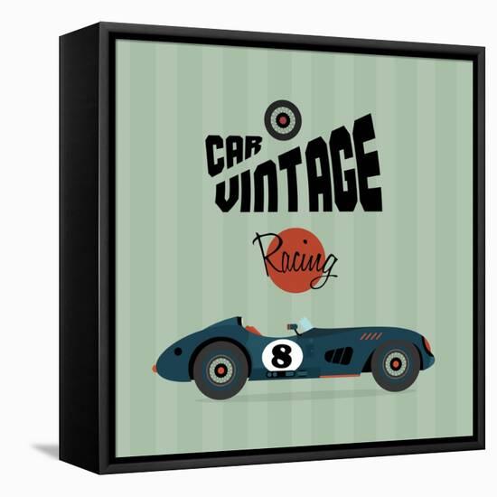 Vector Vintage Sport Racing Car-vector pro-Framed Stretched Canvas