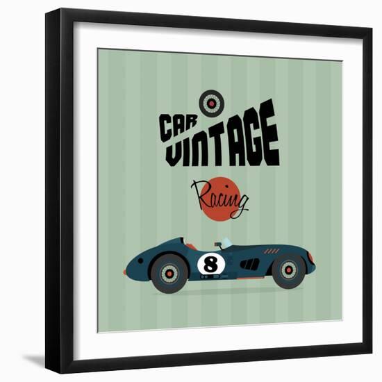 Vector Vintage Sport Racing Car-vector pro-Framed Art Print