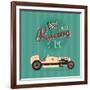 Vector Vintage Sport Racing Car-vector pro-Framed Art Print