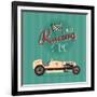Vector Vintage Sport Racing Car-vector pro-Framed Art Print