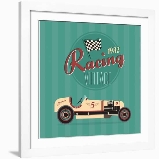 Vector Vintage Sport Racing Car-vector pro-Framed Art Print