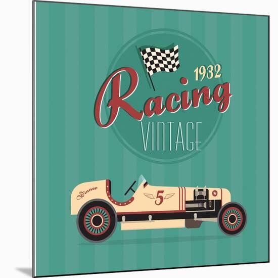 Vector Vintage Sport Racing Car-vector pro-Mounted Art Print