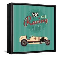 Vector Vintage Sport Racing Car-vector pro-Framed Stretched Canvas