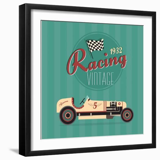 Vector Vintage Sport Racing Car-vector pro-Framed Art Print