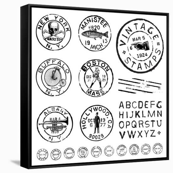 Vector Vintage Stamp and Icons. Create Your Own Retro Stamps, Labels and Badges.-vectorkat-Framed Stretched Canvas