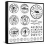 Vector Vintage Stamp and Icons. Create Your Own Retro Stamps, Labels and Badges.-vectorkat-Framed Stretched Canvas