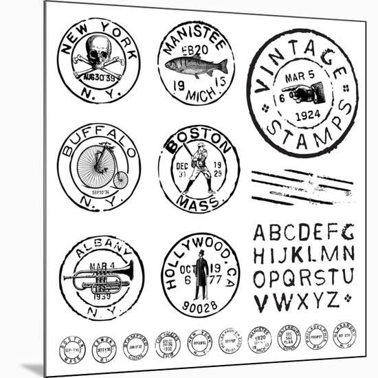 Vector Vintage Stamp and Icons. Create Your Own Retro Stamps, Labels and Badges.-vectorkat-Mounted Art Print