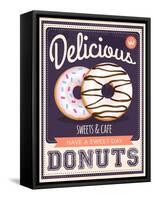 Vector Vintage Styled Donuts Poster-Marvid-Framed Stretched Canvas