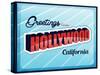 Vector Vintage Touristic Greeting Card Hollywood California-hugolacasse-Stretched Canvas