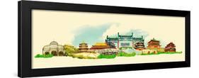 Vector Watercolor Beijing City Illustration-trentemoller-Framed Art Print