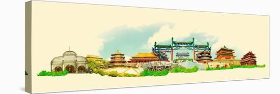 Vector Watercolor Beijing City Illustration-trentemoller-Stretched Canvas