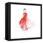 Vector Watercolor Fashion Catwalk Model Silhouette for Beauty Illustration-overkoffeined-Framed Stretched Canvas