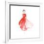 Vector Watercolor Fashion Catwalk Model Silhouette for Beauty Illustration-overkoffeined-Framed Art Print