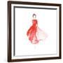 Vector Watercolor Fashion Catwalk Model Silhouette for Beauty Illustration-overkoffeined-Framed Art Print